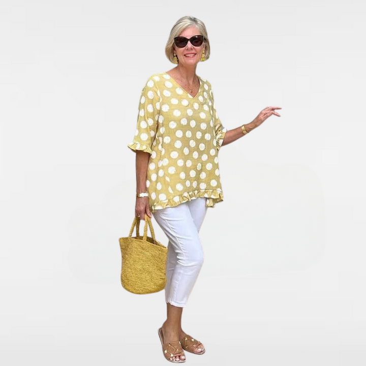 Addison | Elegant Polka Dot V-Neck Blouse
