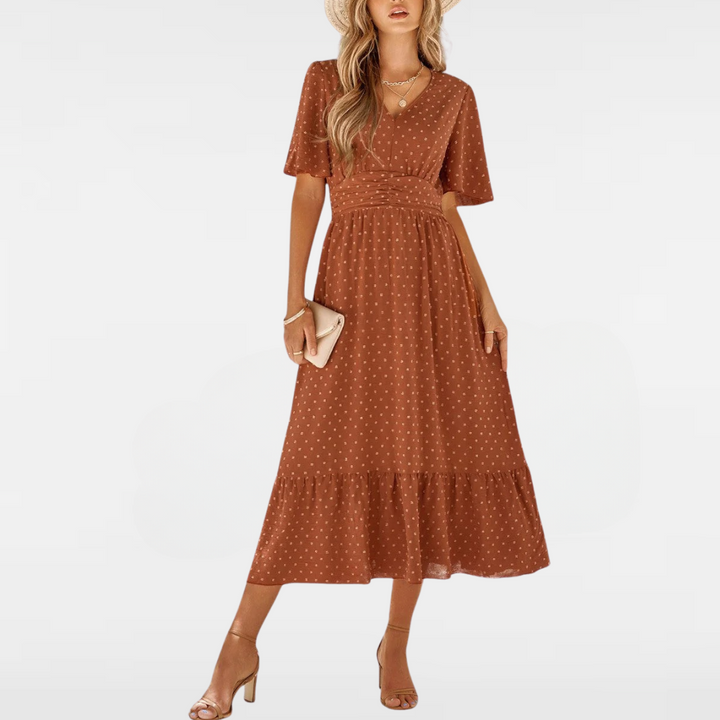 KLARISSE | ELEGANT FLOWY SUMMER V-NECK DRESS