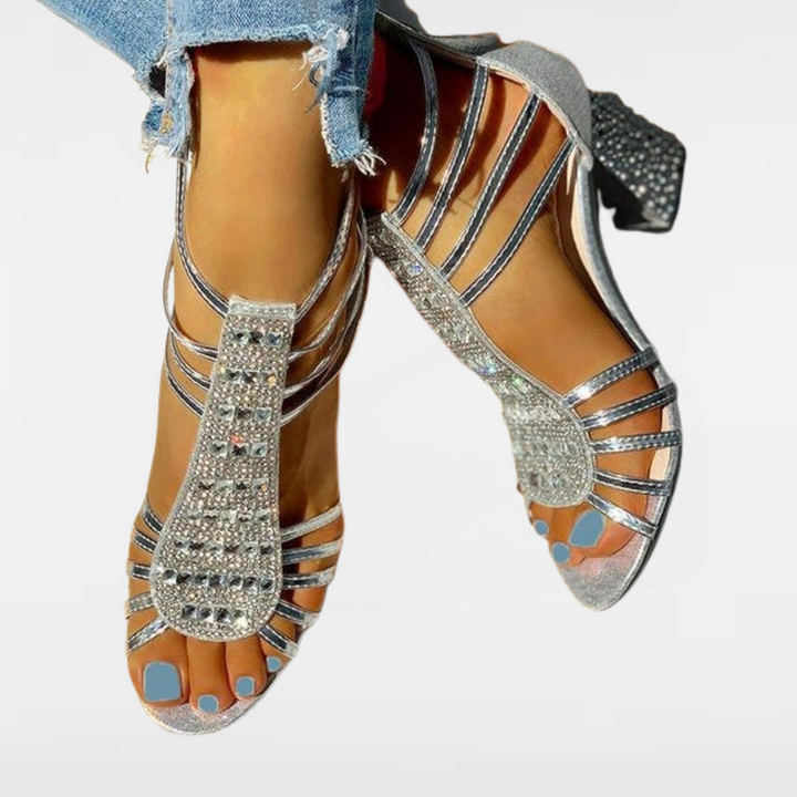 MADELINE | RHINESTONE OPEN-HEELED SANDALS