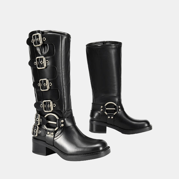 Istrid | Multi-Buckle Knee-High Leather Boots