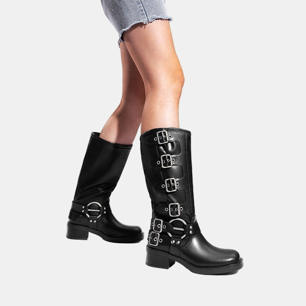 Istrid | Multi-Buckle Knee-High Leather Boots