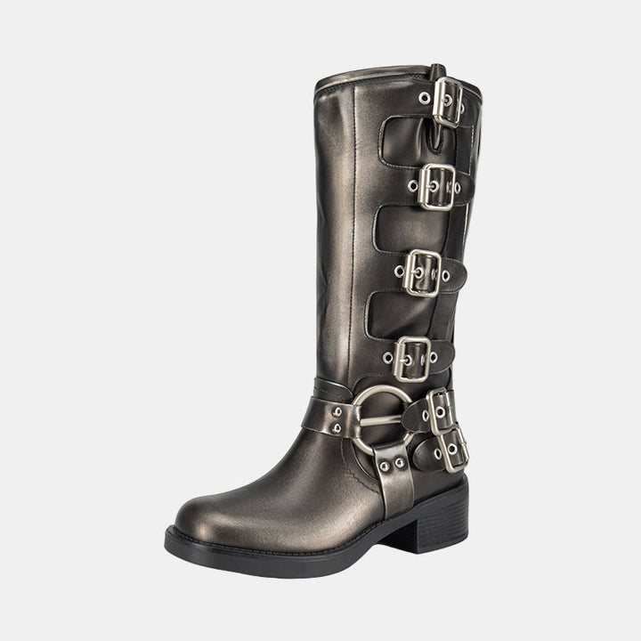 Istrid | Multi-Buckle Knee-High Leather Boots