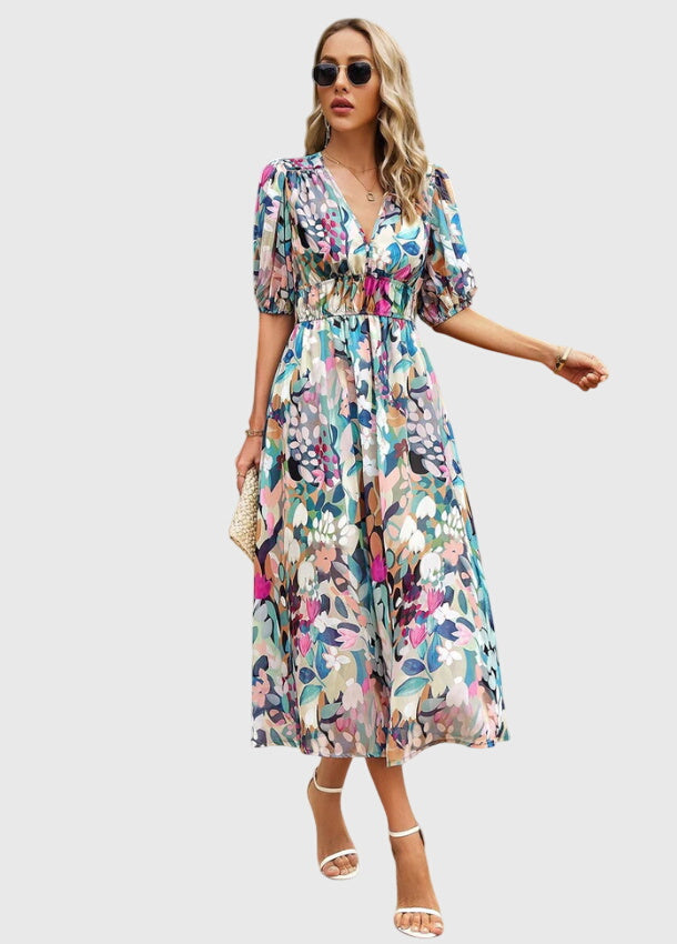 Ella | Flattering Floral Midi Dress