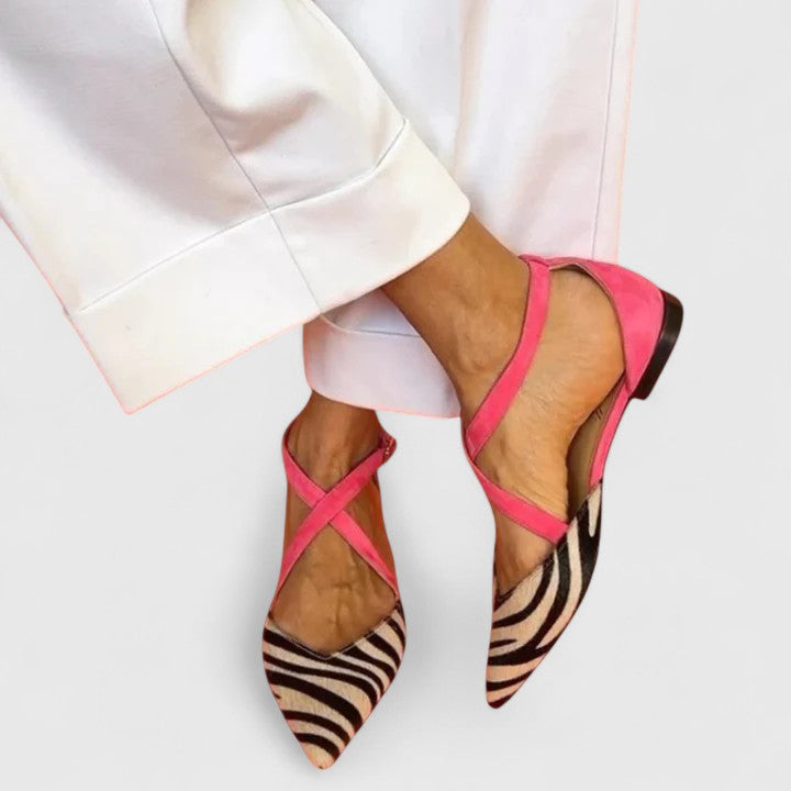 Zayenne | Colorful zebra design flat pointed shoes