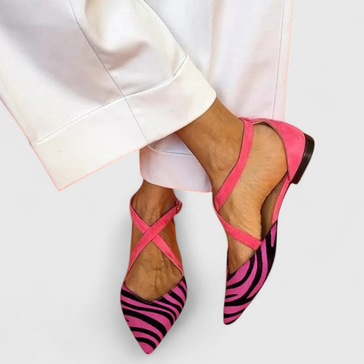 Zayenne | Colorful zebra design flat pointed shoes