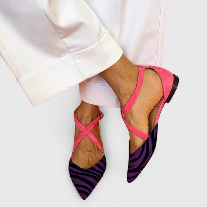 Zayenne | Colorful zebra design flat pointed shoes