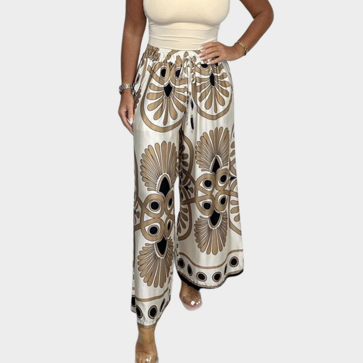 Sally | Trendy Printed Satin Track Pants