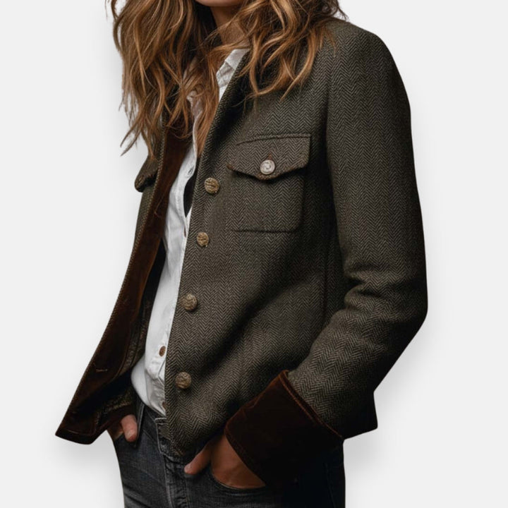 Stella | Velvet-Detailed Tweed  Jacket