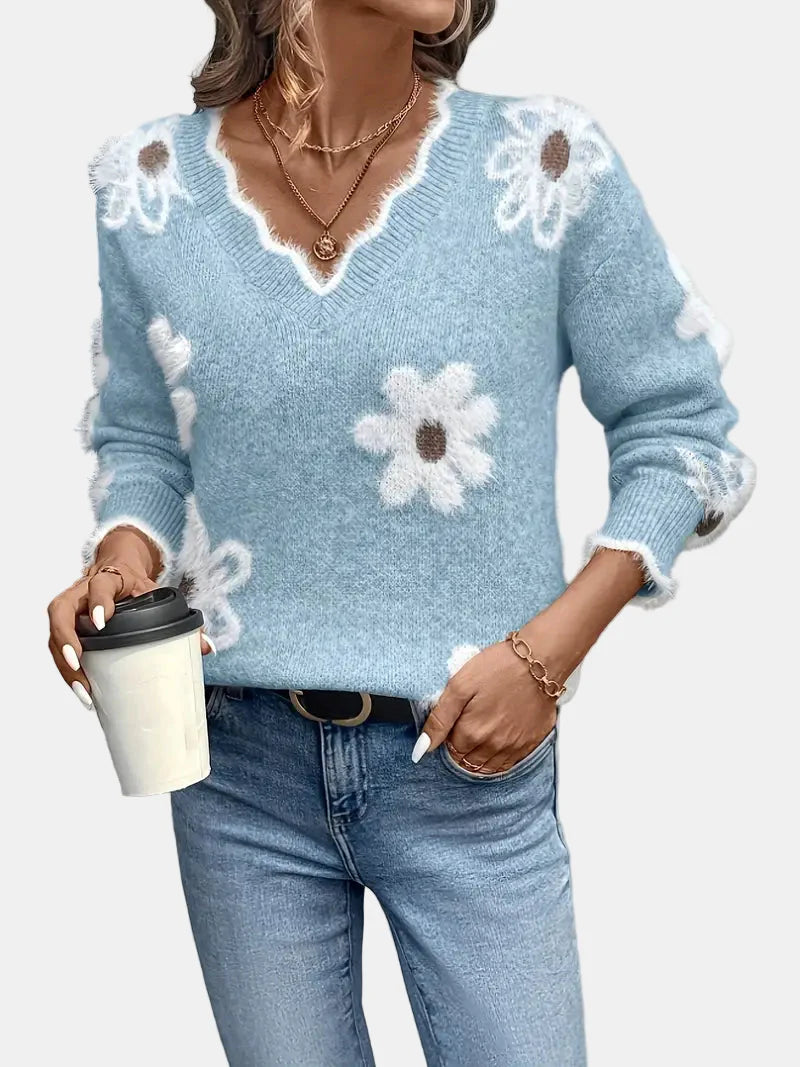Charlotte | Timeless V-Neck Floral Sweater
