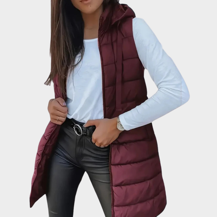 Sienna | Sleeveless Hood Long Puffer Vest