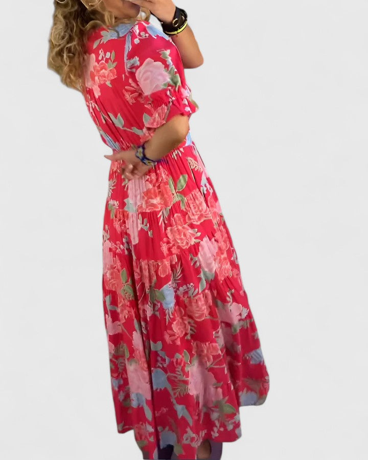 Bethany | Elegant Floral V-neck Dress