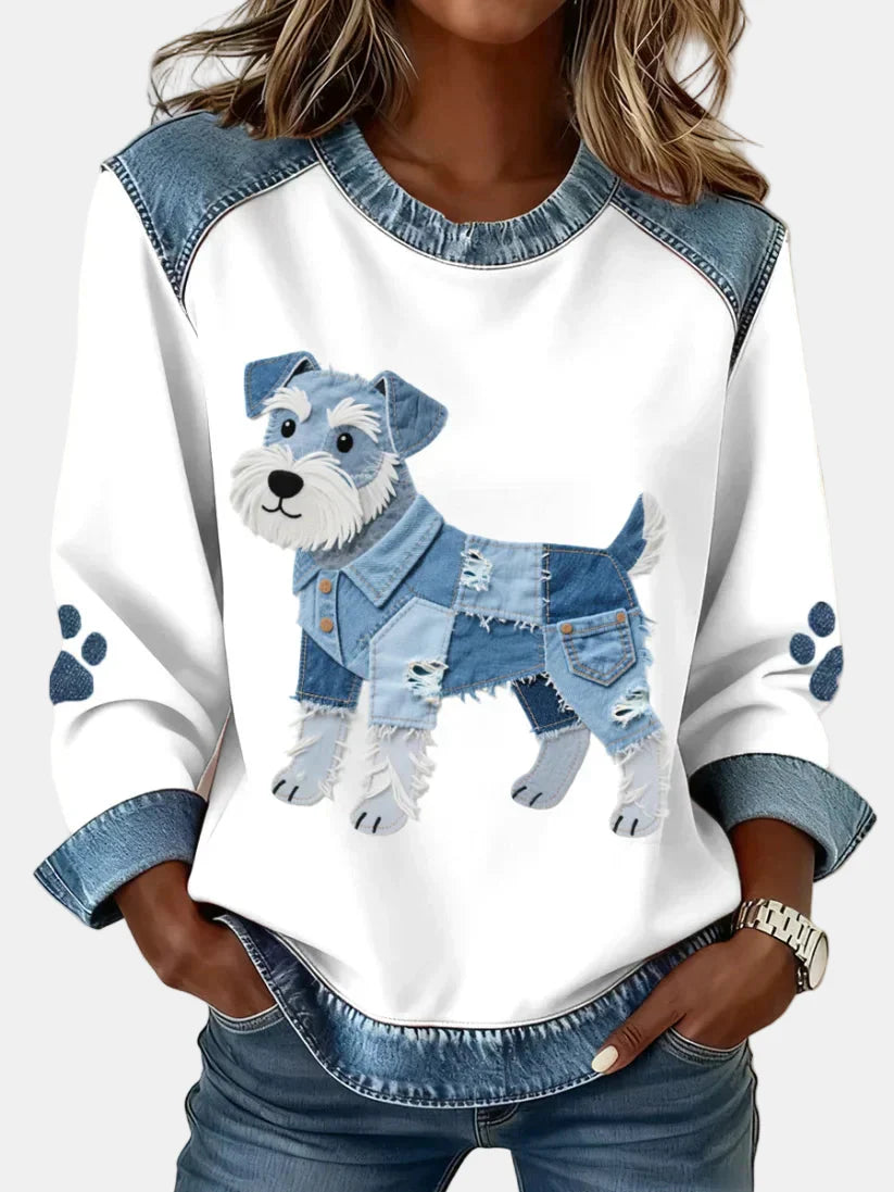 Sadie | Dog Print And Patchwork Sweatshirt