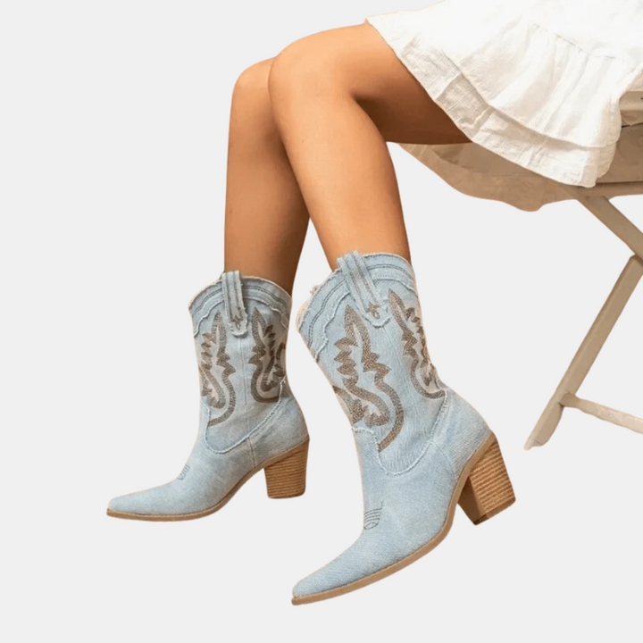 Elara | Denim-Style Ankle Boots