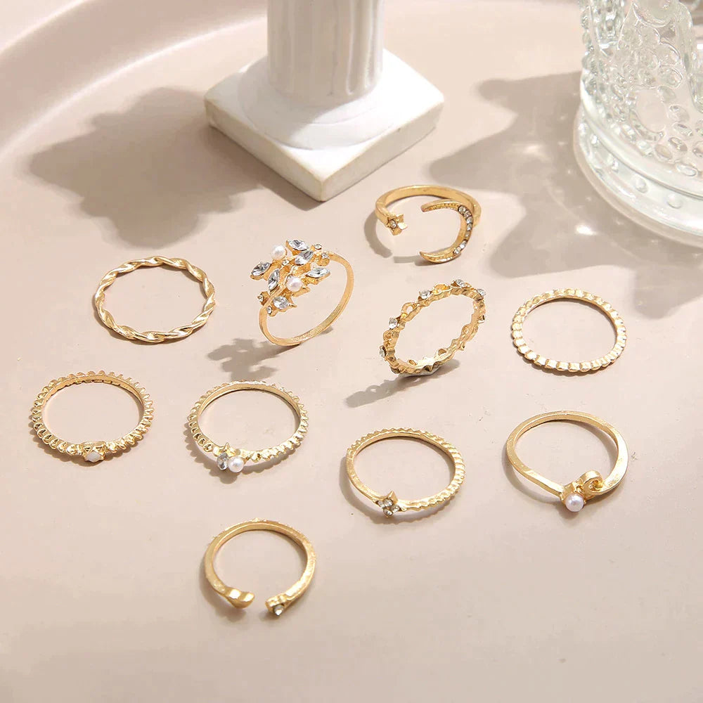MATHILDA | 10-PACK BOHO-INSPIRED GOLD RINGS