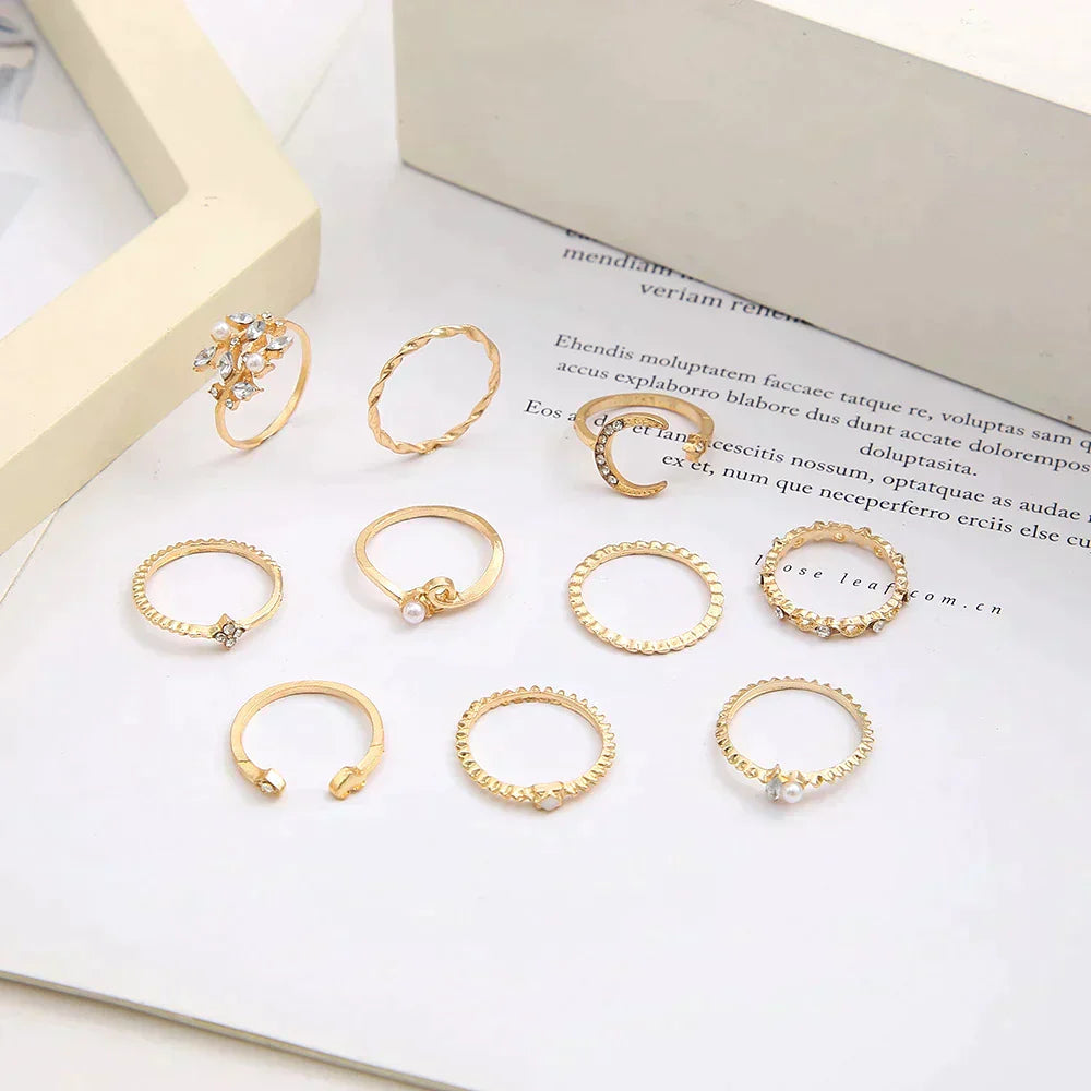 MATHILDA | 10-PACK BOHO-INSPIRED GOLD RINGS