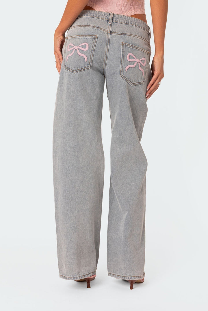 Delviana | Signature High-Waist Jeans with Bow Tie Detail