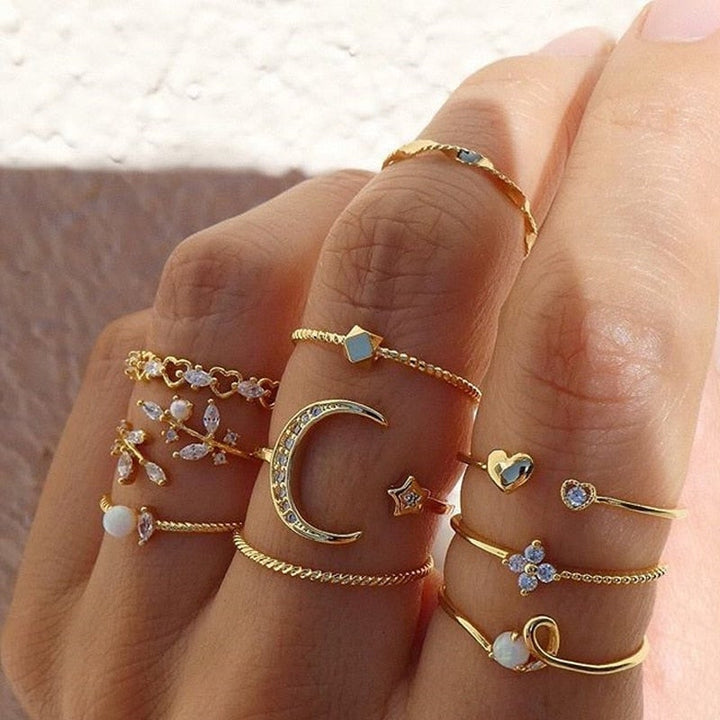 MATHILDA | 10-PACK BOHO-INSPIRED GOLD RINGS