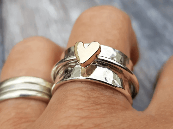 MINDY | SILVER GOLDEN HEART RING