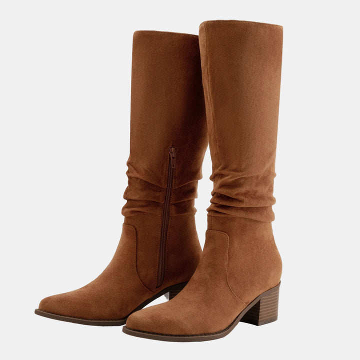 Noa | Knee-High Suede Block Heeled Boots