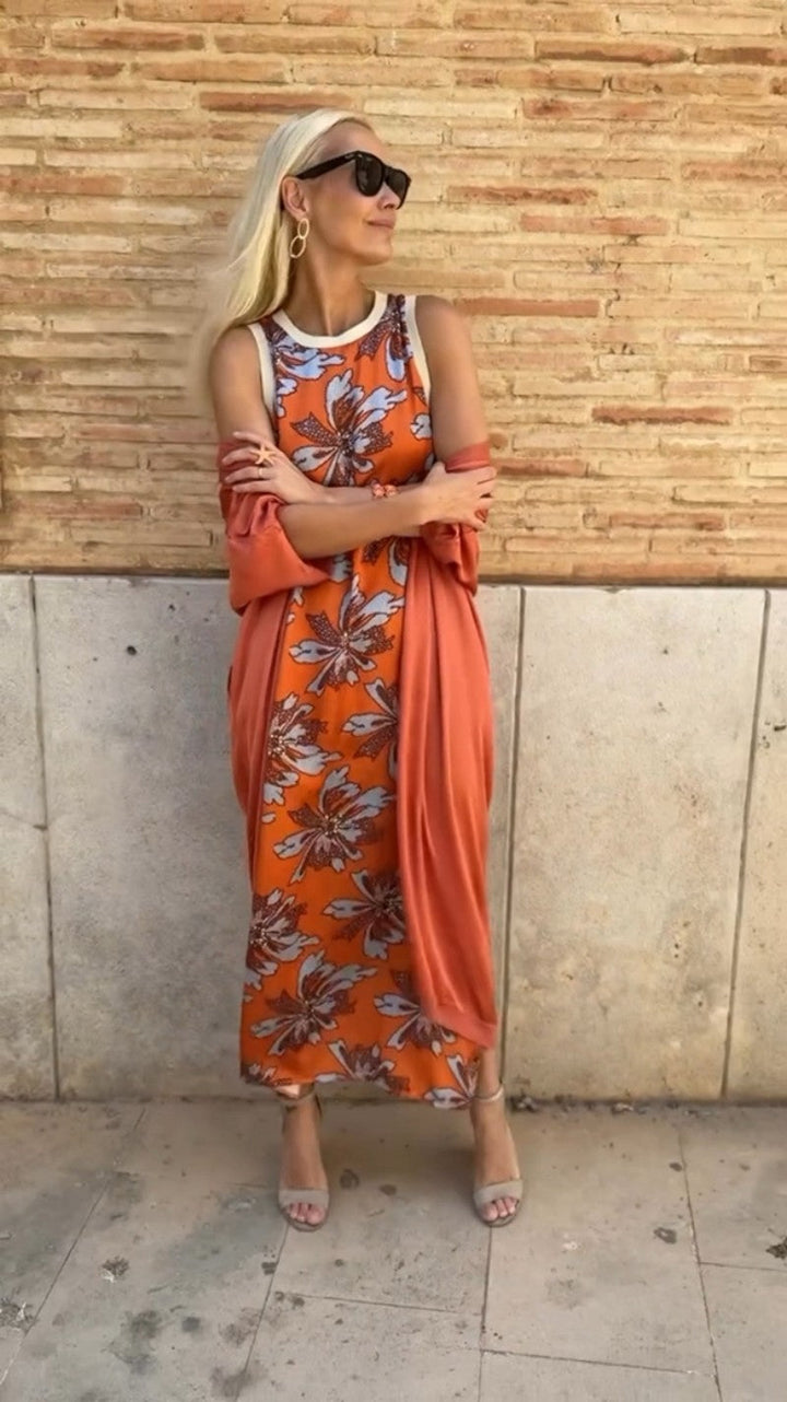 Lyra | Elegant Long Dress with Matching Shawl