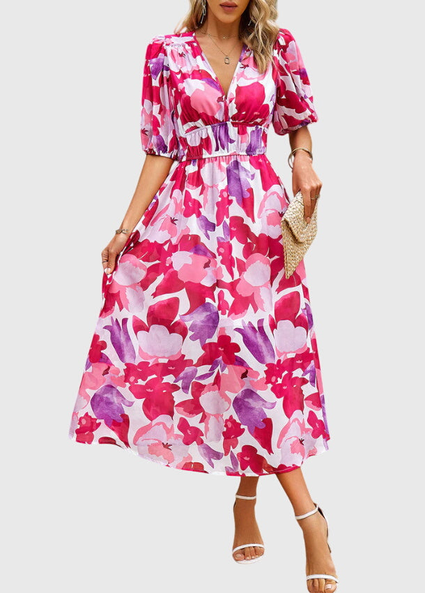 Ella | Flattering Floral Midi Dress
