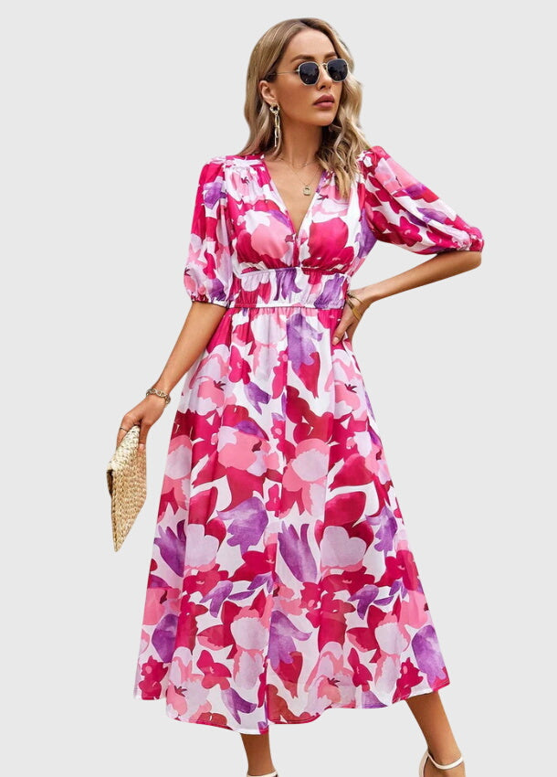 Ella | Flattering Floral Midi Dress