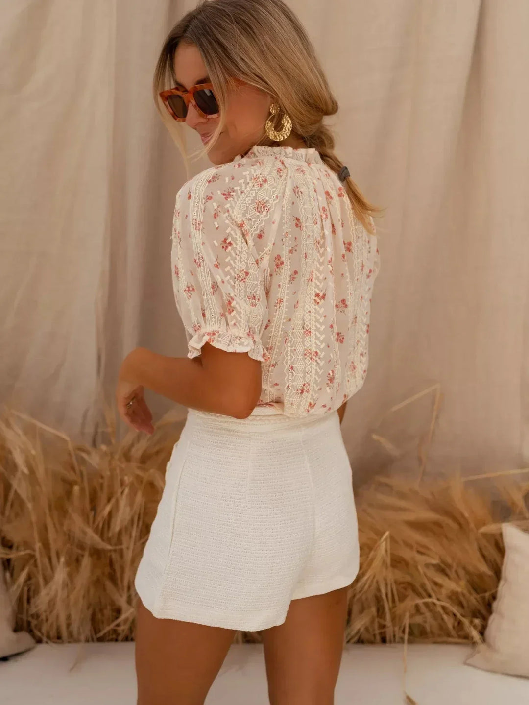 Elina | Ruffled Summer Floral Blouse