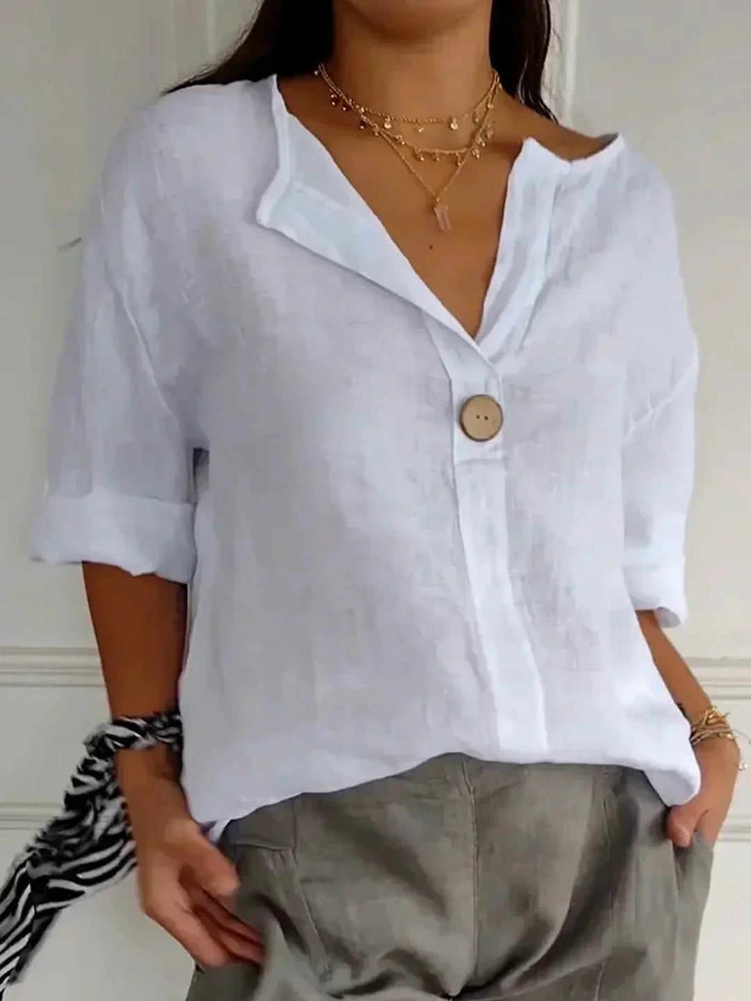 Zoe | Casual Short Sleeve V-Neck Blouse