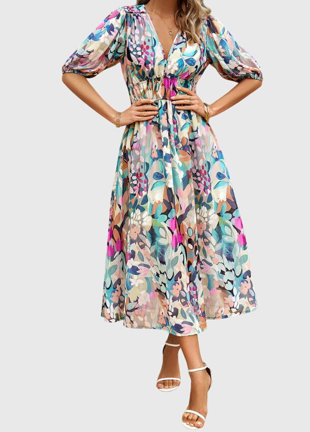 Ella | Flattering Floral Midi Dress