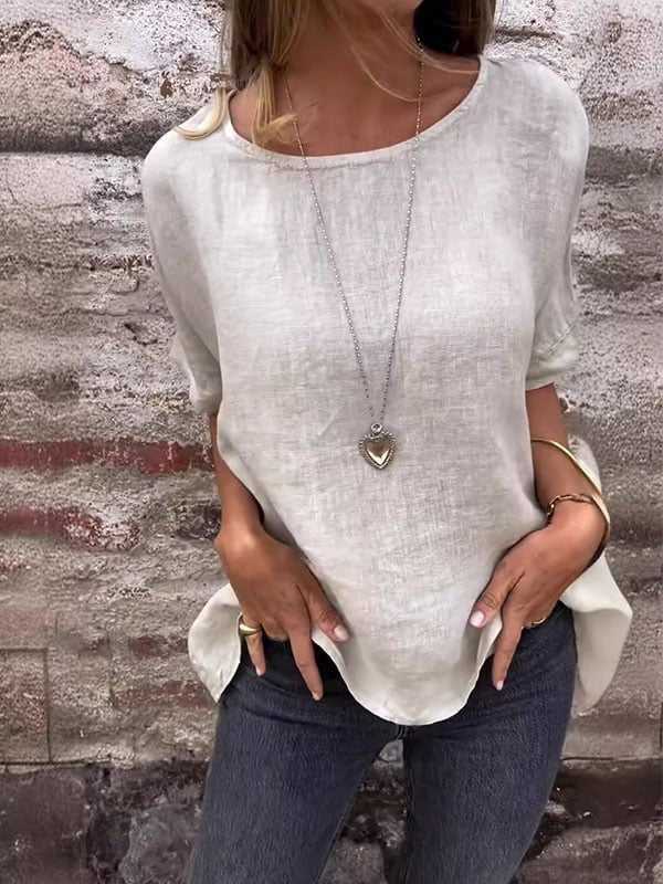 Elena | Summer Loose Crewneck Blouse