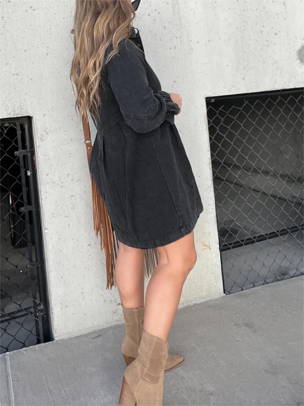 Altheira | Chic Turn-Down Collar Denim Midi Dress