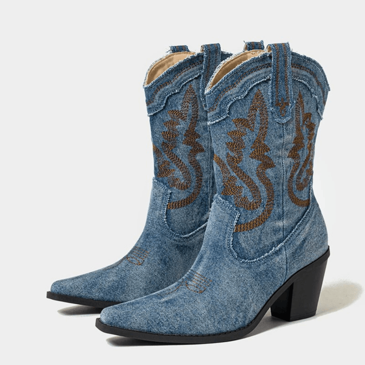 Elara | Denim-Style Ankle Boots