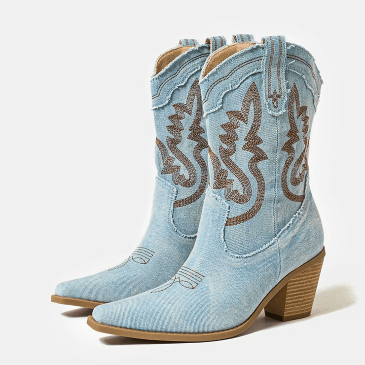 Elara | Denim-Style Ankle Boots