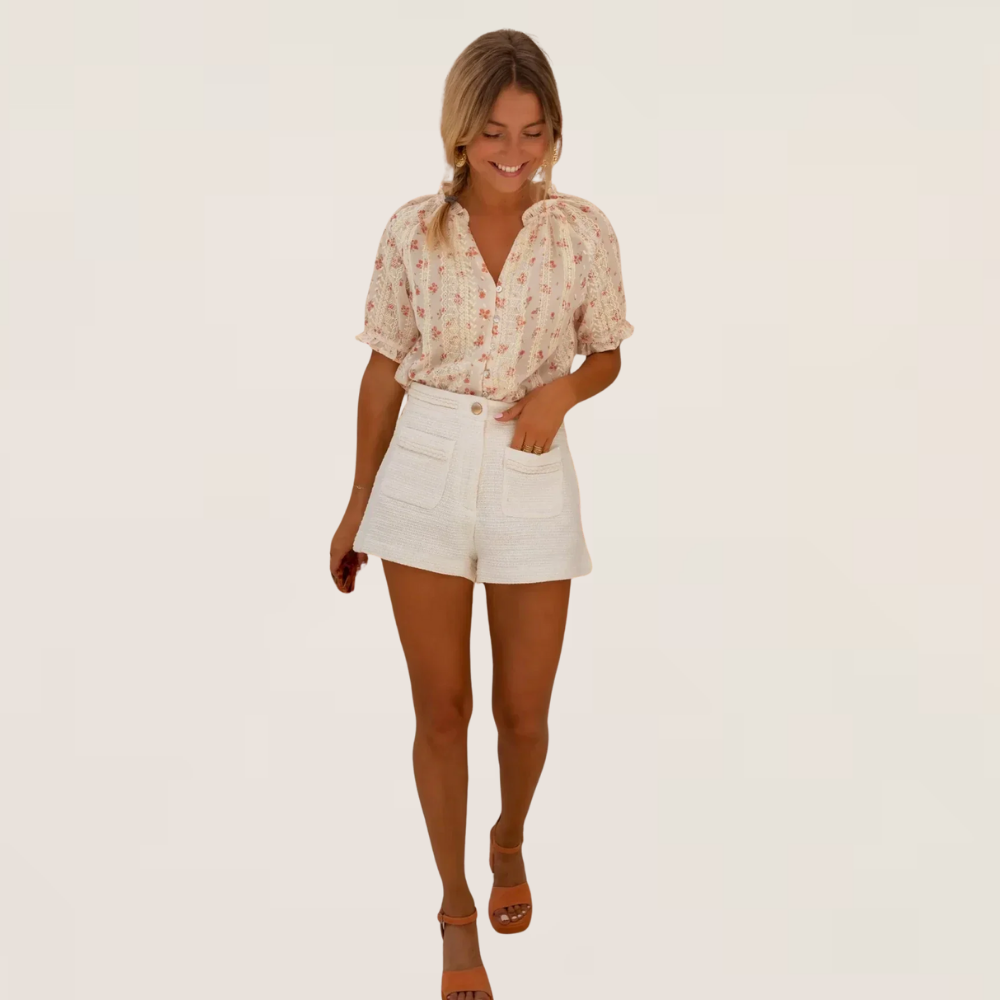 Elina | Ruffled Summer Floral Blouse